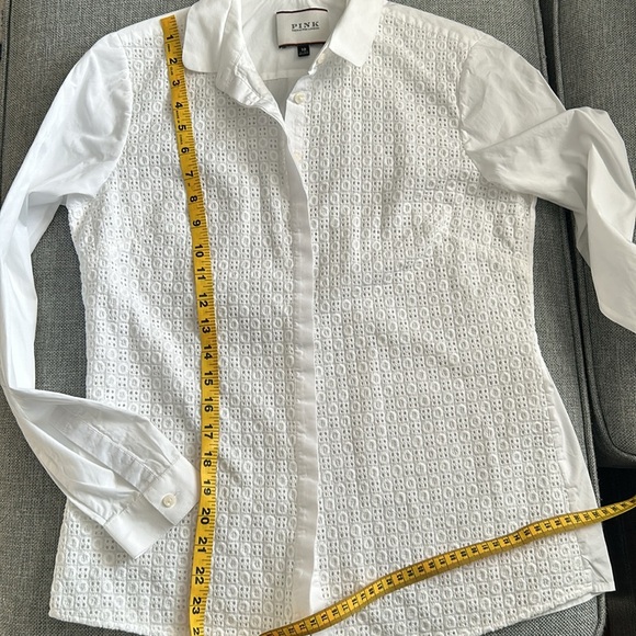 PINK Thomas Pink London Carmen crisp white lace front button-up blouse size 10 - Picture 12 of 13